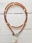 Collar doble cornalina perla y colmillo | 717 | Bohemian Barcelona, freespirit, lifestyle.