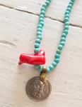 Collar turquesa coral y moneda | 891 | Bohemian Barcelona, freespirit, lifestyle.