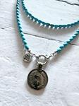 Gargantilla doble turquoise y moneda | NOM104 | Bohemian Barcelona, freespirit, lifestyle.