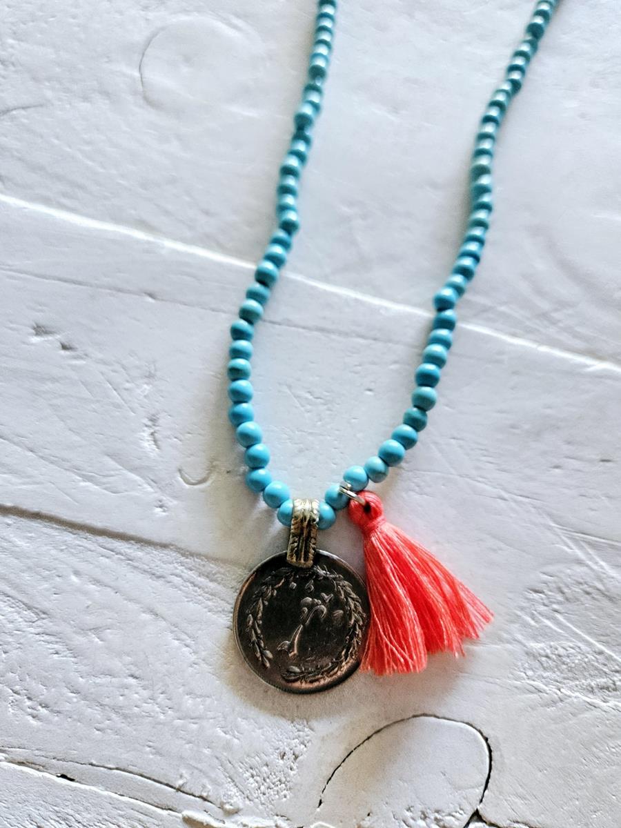 Collar moneda Ibiza turquoise  | IBZ008