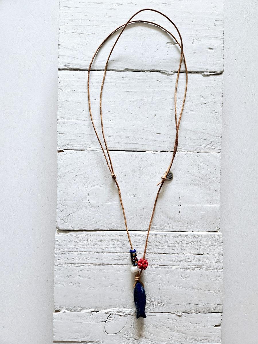 Colgante Fish lapis cuero | JAC217