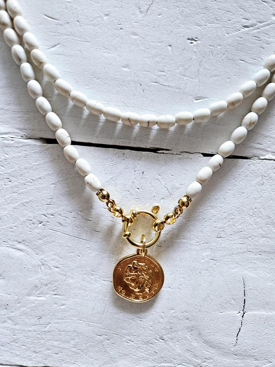 Gargantilla doble white y moneda golden | NOM104 | Bohemian Barcelona, freespirit, lifestyle.