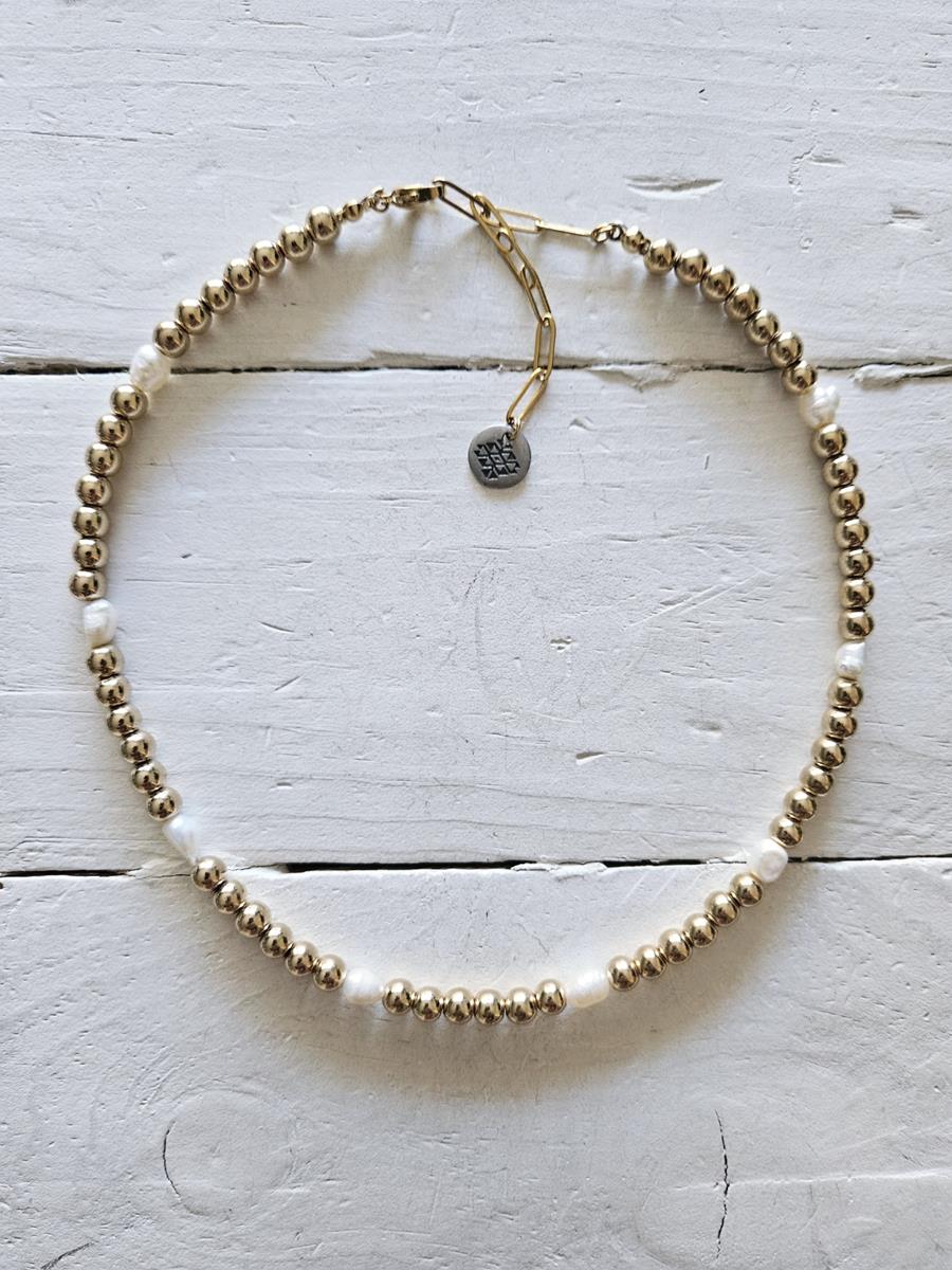 Choker Jackie hematites y perlas Golden | JAC202 | Bohemian Barcelona, freespirit, lifestyle.