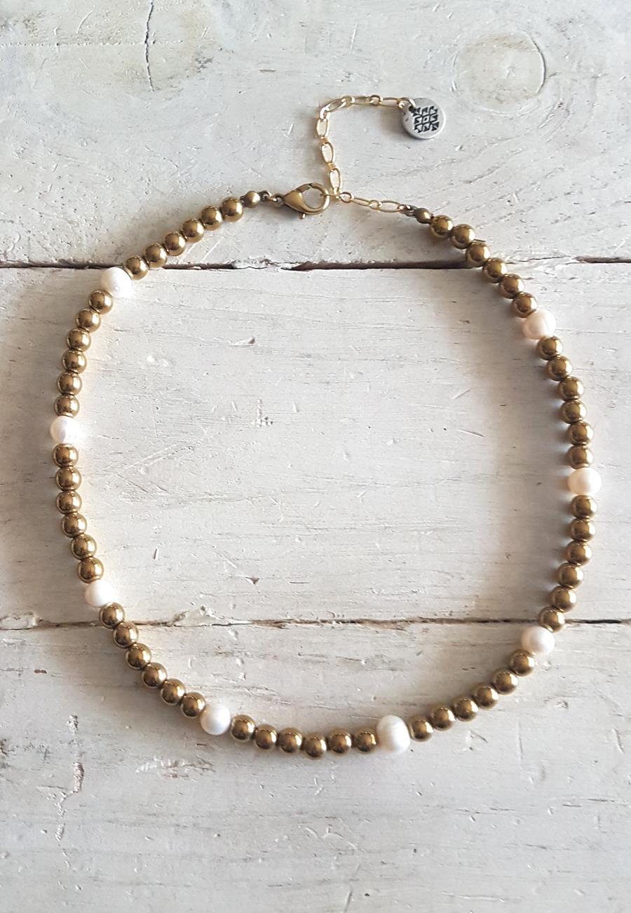 Choker hematites y perlas Golden | JAC202 | Bohemian Barcelona, freespirit, lifestyle.
