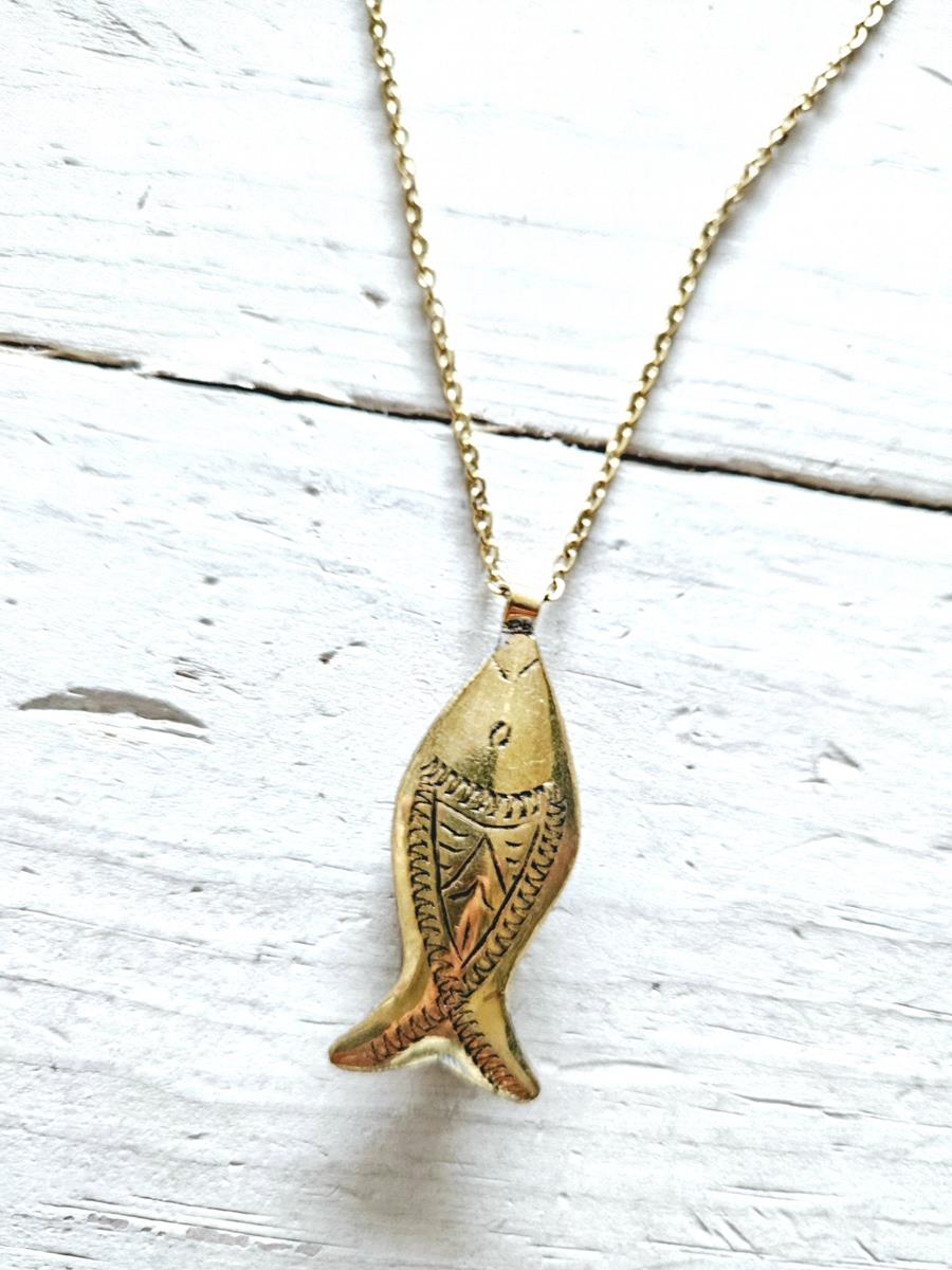 Gargantilla Fish Golden mini | JAC217 | Bohemian Barcelona, freespirit, lifestyle.