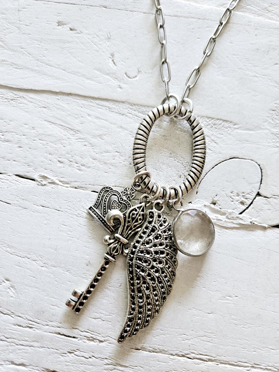 Colgante aro alas y charms | 646