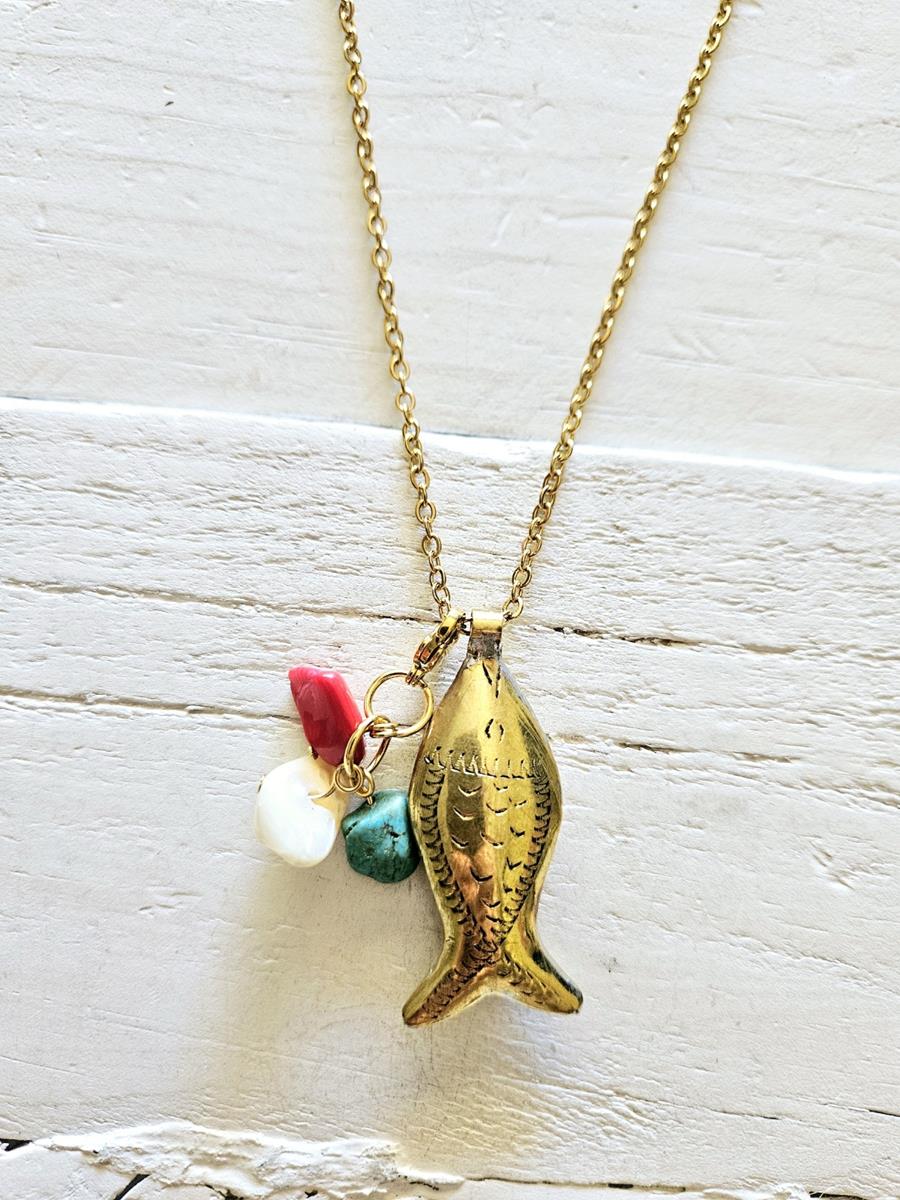Colgante Fish Golden corales | JAC217 | Bohemian Barcelona, freespirit, lifestyle.
