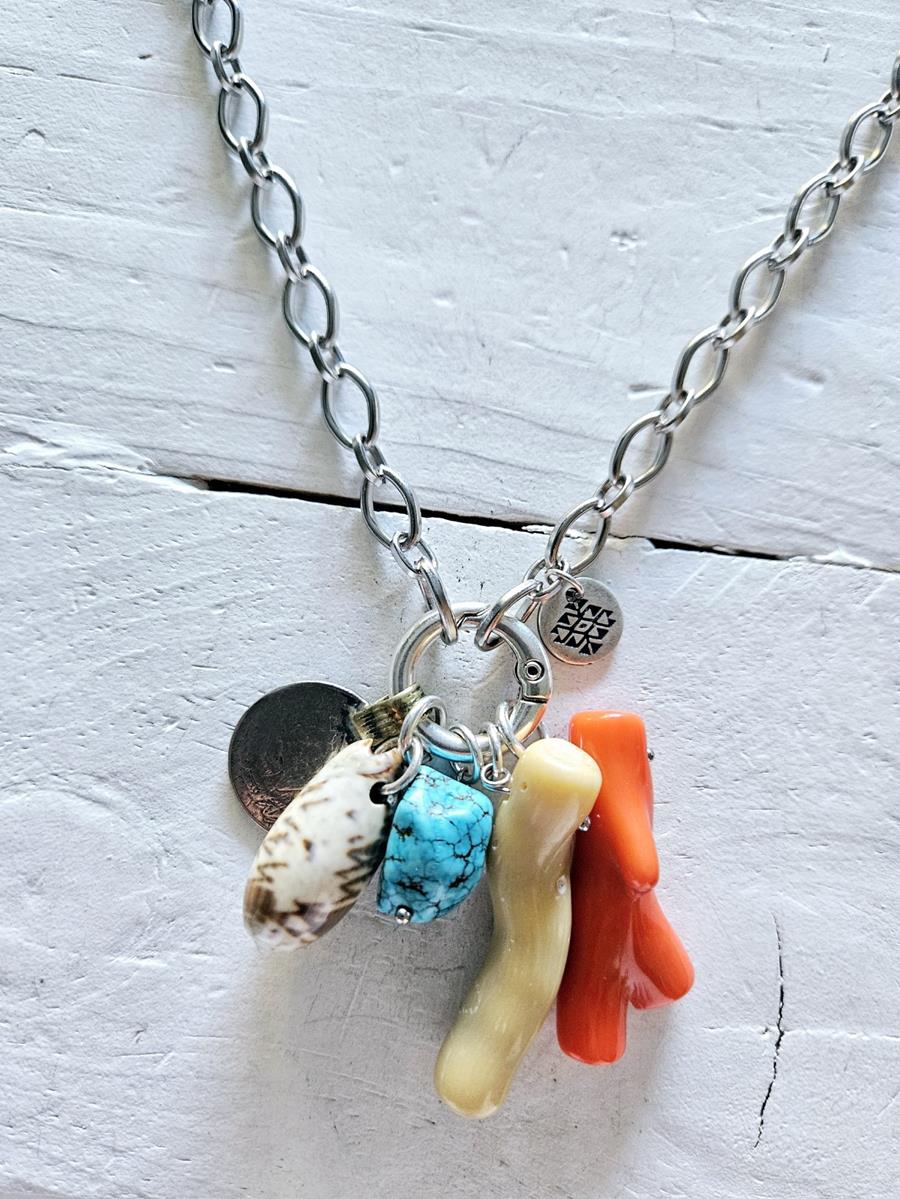 Gargantilla eslabones aro y charms marinos silver | 573 | Bohemian Barcelona, freespirit, lifestyle.
