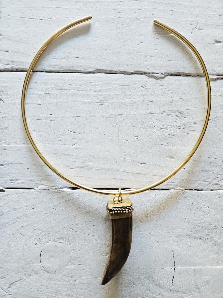 Gargantilla aro colmillo brown golden | 1667 | Bohemian Barcelona, freespirit, lifestyle.