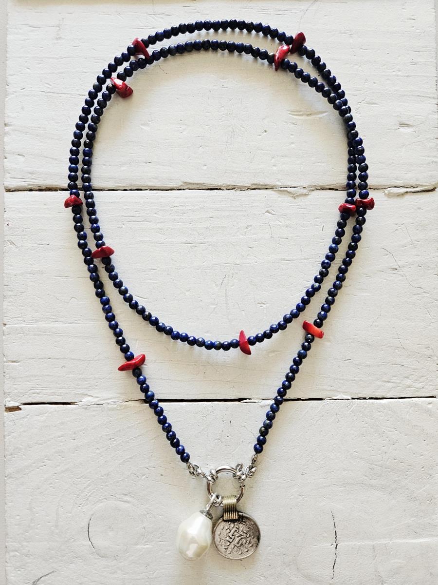 Gargantilla lapis y coral doble | NOM104 | Bohemian Barcelona, freespirit, lifestyle.