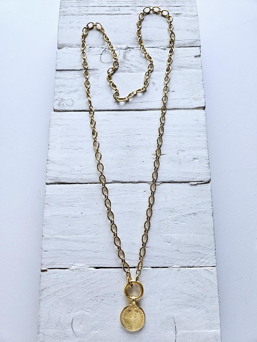 Cadena eslabones aro y moneda golden | 573