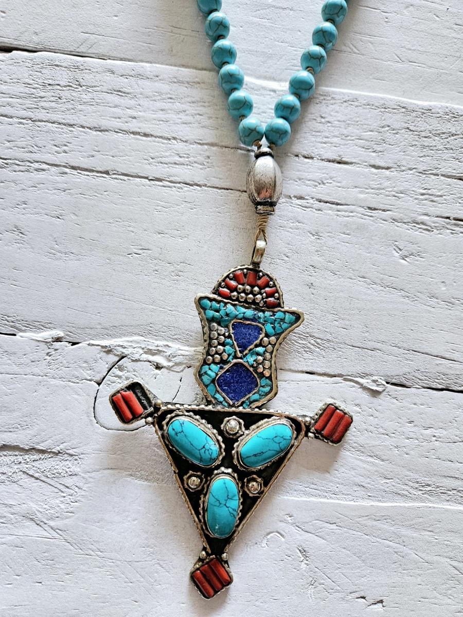 Collar turquesa cruz tuareg | NOM110