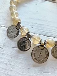 Collar cuarzo rutilado y monedas | NOM104