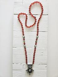 Collar cornalina jade y cruz bereber | 291