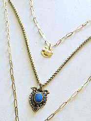 Gargantilla doble golden vintage turquesa | 1118 | Bohemian Barcelona, freespirit, lifestyle.