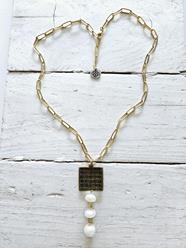 Colgante square perlas golden | 1310