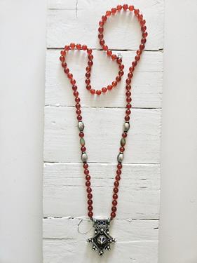 Collar cornalina jade y cruz bereber | 291