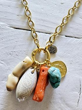 Gargantilla eslabones aro y charms marinos gold | 573 | Bohemian Barcelona, freespirit, lifestyle.