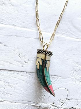 Cadena colmillo tibetano verde | 1432 | Bohemian Barcelona, freespirit, lifestyle.
