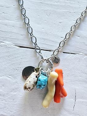 Gargantilla eslabones aro y charms marinos silver | 573 | Bohemian Barcelona, freespirit, lifestyle.
