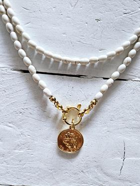 Gargantilla doble white y moneda golden | NOM104 | Bohemian Barcelona, freespirit, lifestyle.